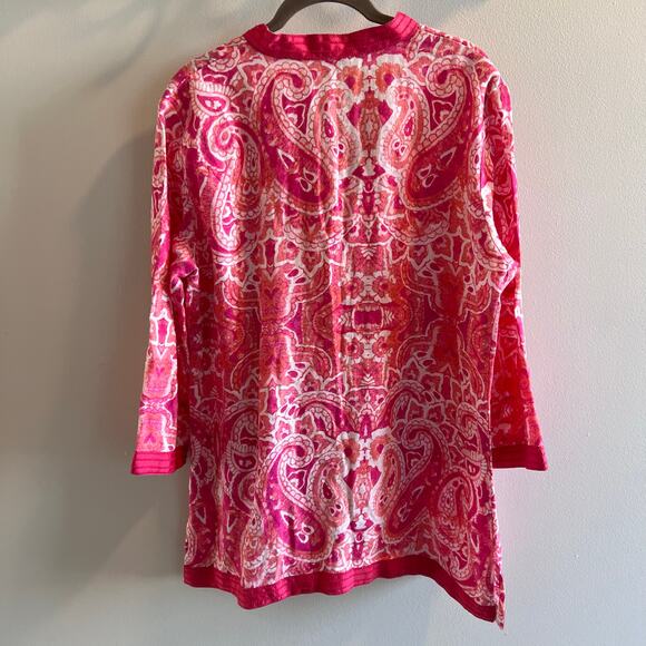 346 Brooks Brothers Pink Paisley 100% Linen Tunic Size L - Picture 6 of 9